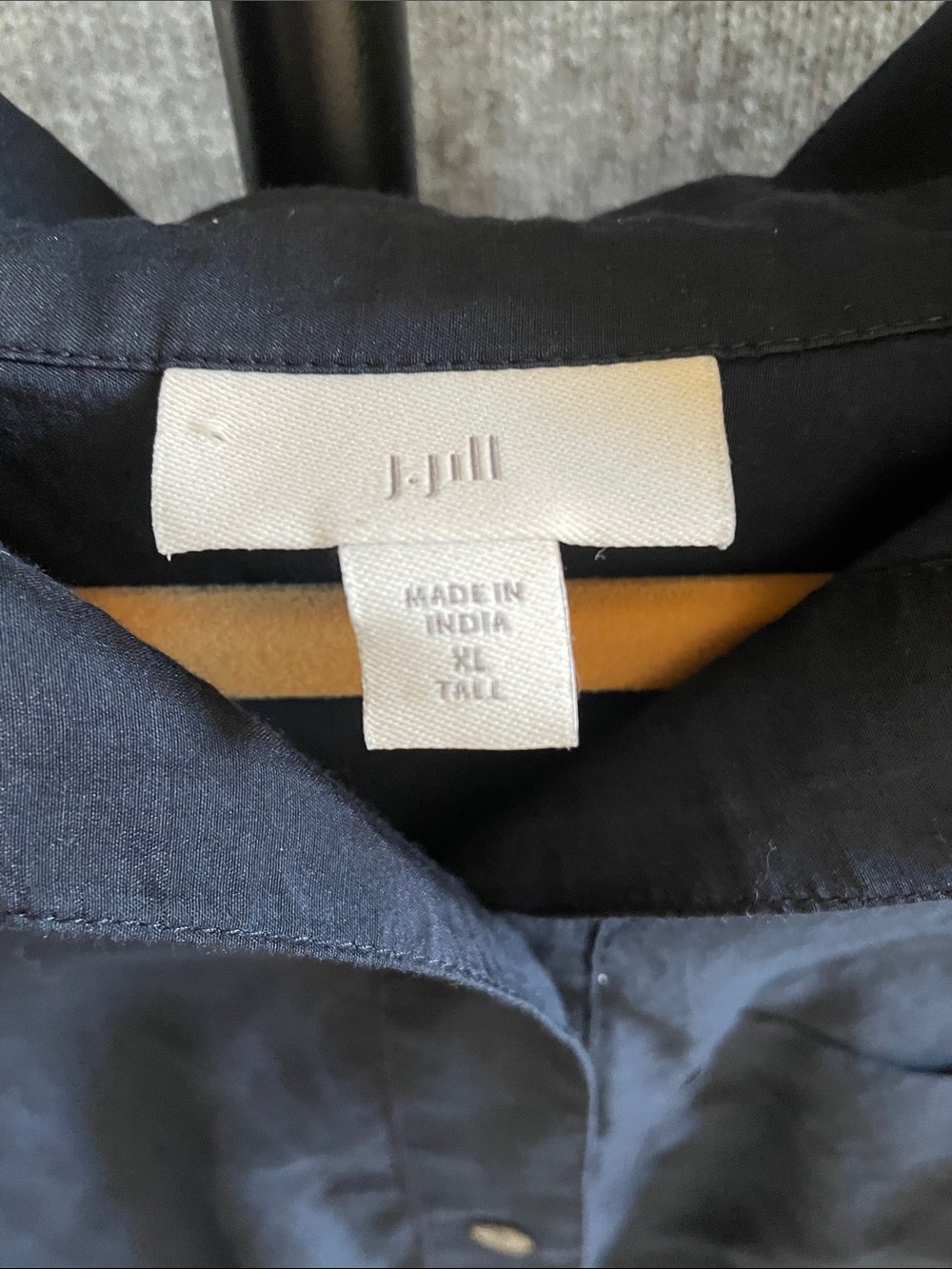 NWOT J. Jill Navy Button-Front Oversized Lightweight Breezy Shirt Blouse XL - Picture 3 of 5